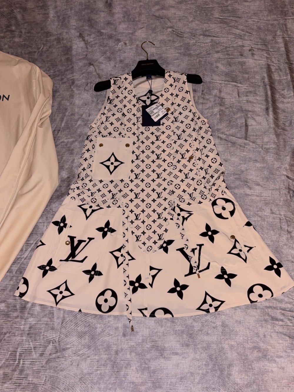 Louis Vuitton Cream and Black Monogram Sleeveless Kids Dress